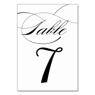 Skriptkort för elegant Calligraphy Bordsnummers Bordsnummer