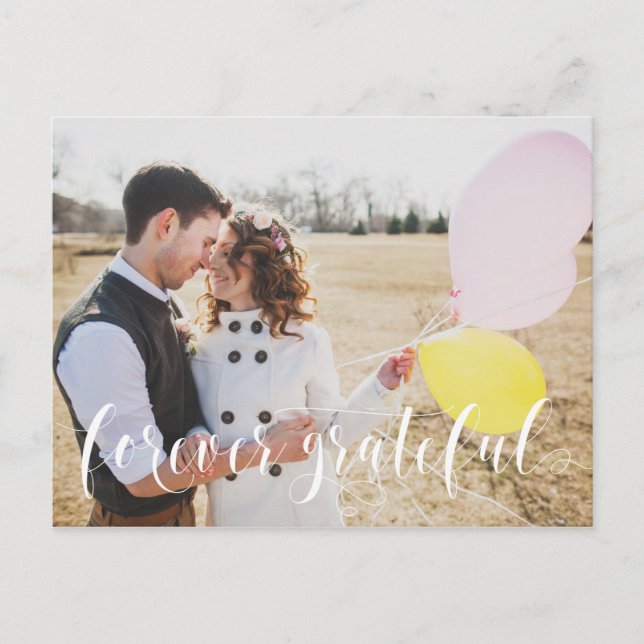 Skriptkort för Tack av fotoskrivare i Bröllop Vykort (Framsida)