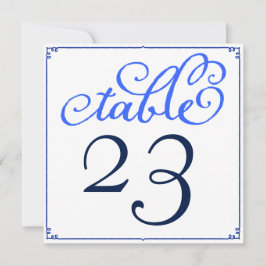 Skriptkort för Winter Blues Calligraphy-Bordsnumme Inbjudningar
