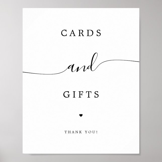 Skriptkort och Bord-tecken för elegant bröllop Poster (Framsidan)