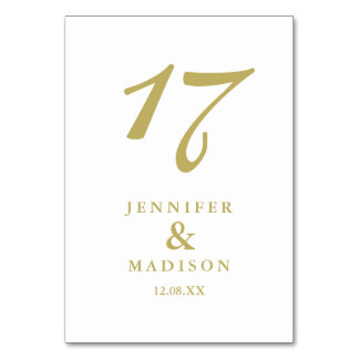 Skriptkortet bröllop Bord i Vita och guld Bordsnummer