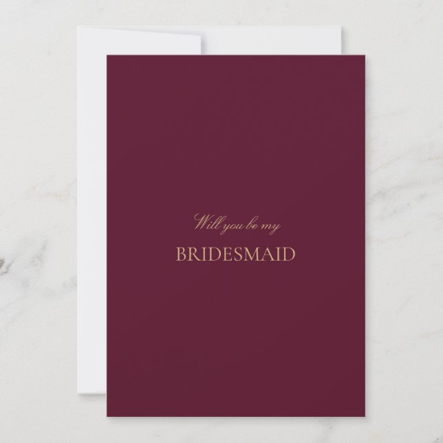 Skriptkortet Guld Burgundy Bridesmaid Frieri  Spara Datumet (Framsida)