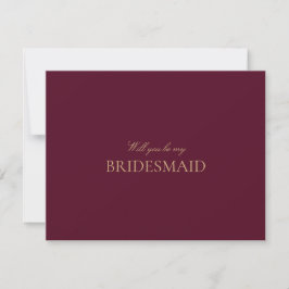 Skriptkortet Guld Burgundy Bridesmaid Frieri  Spara Datumet