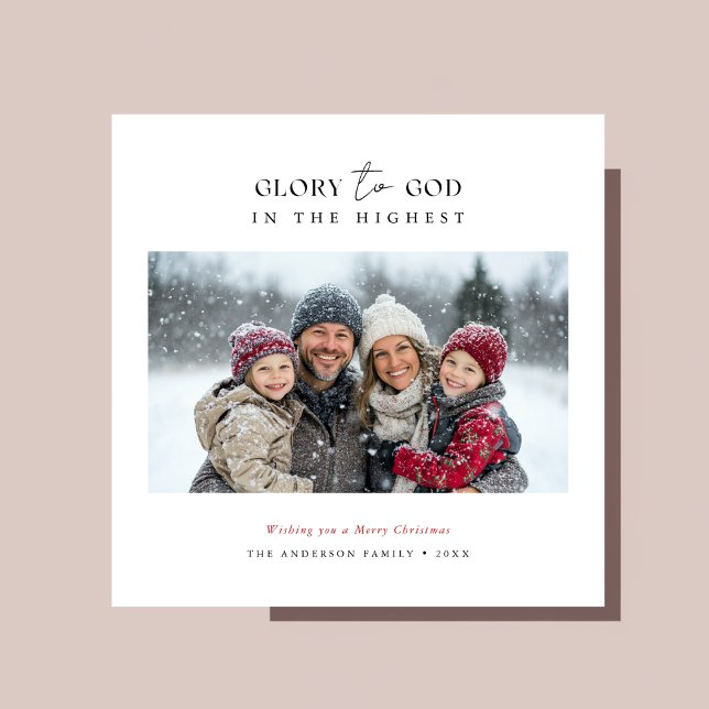 Skriptkristen julglatt till Gud Photo Red Julkort (Skapare uppladdad)
