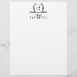 Skriptletterhead för Monogrammed Family Namn Brevhuvud