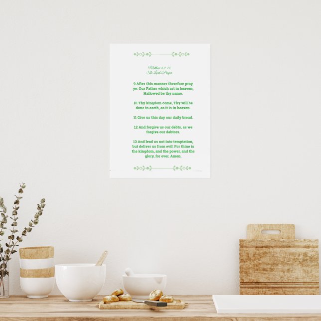 Skriptmall, Fader vår, grön Poster (Kök)