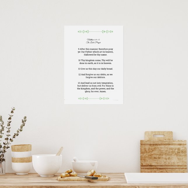 Skriptmall, Fader vår, svart Poster (Kök)
