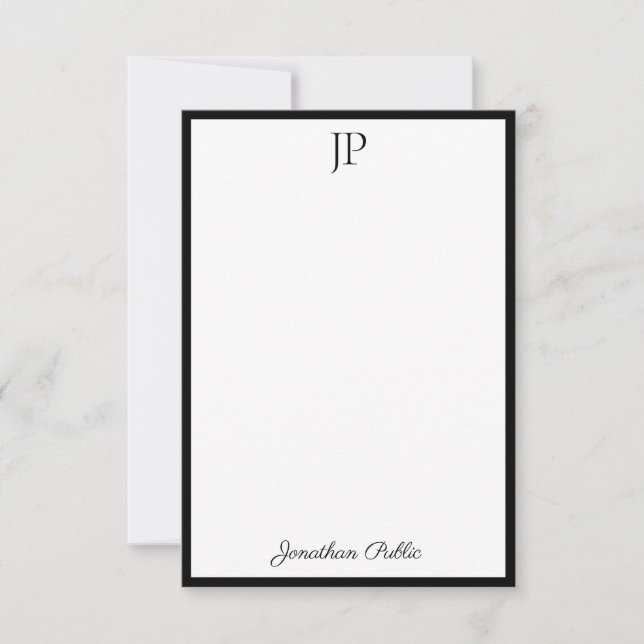Skriptmall för elegant Monogram-calligrafi Anteckningskort (Framsida)