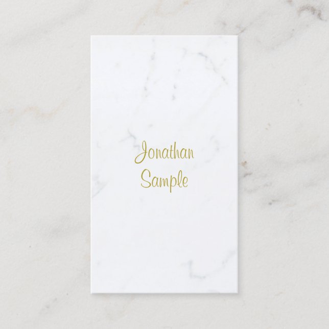 Skriptmall Luxury Elegant White Marble Guld Visitkort (Framsida)