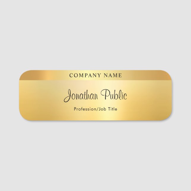Skriptmall Modern Glamor Guld Namnbricka (Framsida)