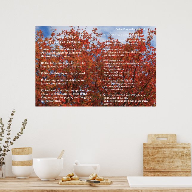 Skriptmall,  Psalm 23, Herrens bön Poster (Kök)