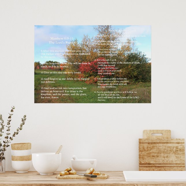 Skriptmall,  Psalm 23, Herrens bön Poster (Kök)