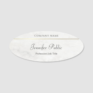Skriptmallen Marble Guld Elegant Hand Namn Namnbricka