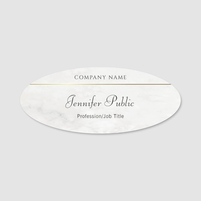 Skriptmallen Marble Guld Elegant Hand Namn Namnbricka (Framsida)
