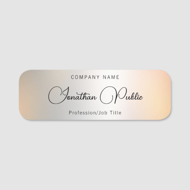 Skriptmallens Elegant Namn Silver - typografi Namnbricka (Framsida)