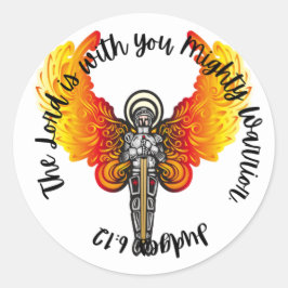 Skriptmärke (domare 6:12) runt klistermärke