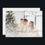 Skriptmeri och foto i elegant Guld Julkort<br><div class="desc">Skriptmeri för elegant Guld och Helgdag för ljusfoto</div>