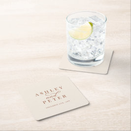 Skriptminimalistisk klassisk Bröllop-middag Underlägg Papper Kvadrat