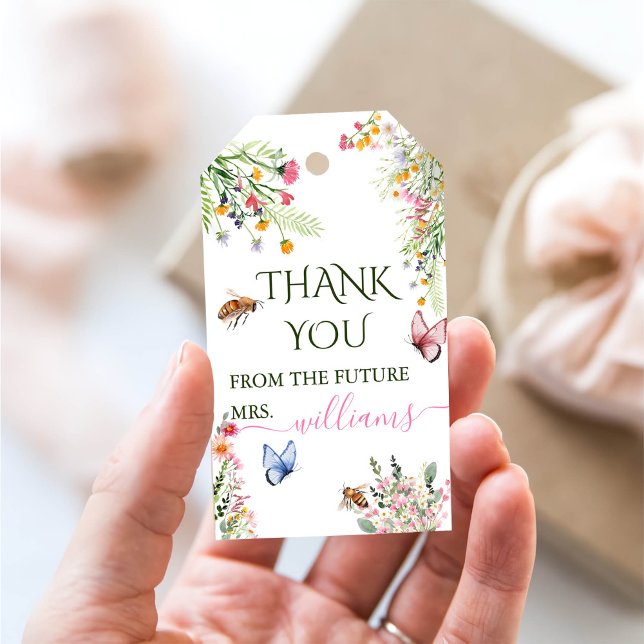 SkriptMöhippa för Modern Vår Vild Flowers Presentetikett (Skapare uppladdad)