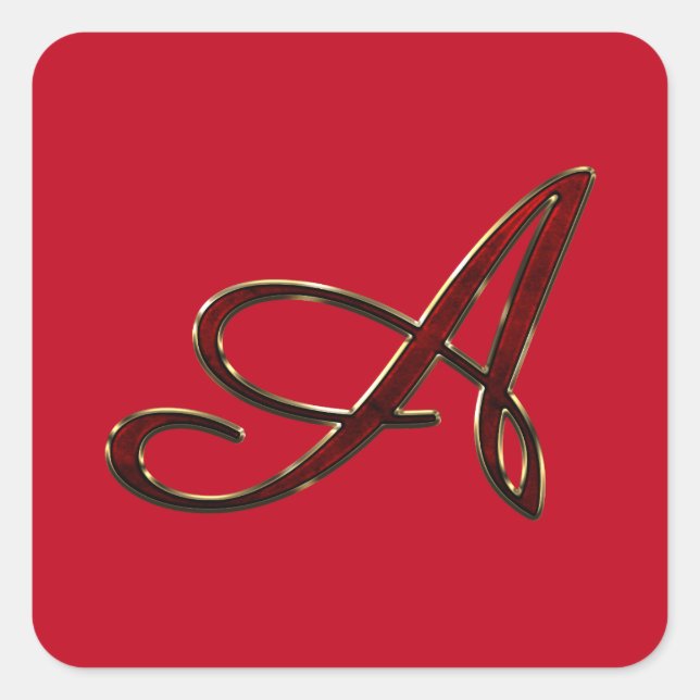 Skriptmonogram A Fyrkantigt Klistermärke (Framsida)