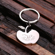 Skriptmonogram Apple Shaped Steel Keychain