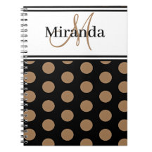 Skriptmonogram Brown Polka dots Black White