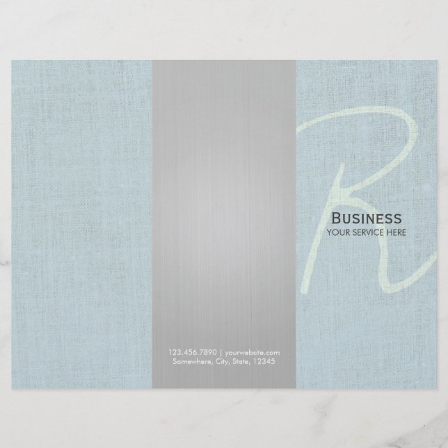 Skriptmonogram Faux Linen Tri-Fold Brochures (Framsida)