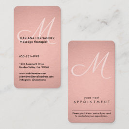 Skriptmonogram Faux Ro Gold Foil Rosa Lodrät Tidsbeställning Kort