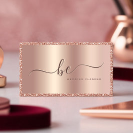 Skriptmonogram för lyxskrift Ro Guld Glitter Ram Visitkort