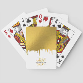 Skriptmonogram för Trendig Guld Metallic Drifts Casinokort