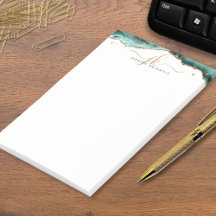 Skriptmonogram för turkos Agate Geode Guld Glitter