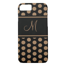 Skriptmonogram Guld Black Polka dots Girly