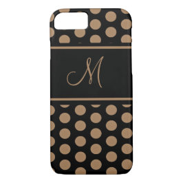 Skriptmonogram Guld Black Polka dots Girly