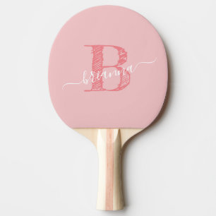 Skriptmonogram initial Personlig Coral Rosa Pingisracket