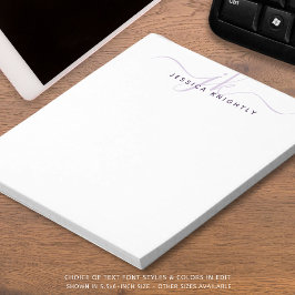 Skriptmonogram Initialer Namn-minimalistisk Lila Anteckningsblock