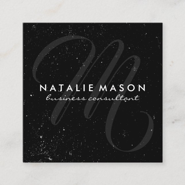 Skriptmonogram med Speckles Fyrkantigt Visitkort (Framsida)