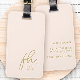 Skriptmonogram Modern enkel Elegant  Guld Bagagebricka