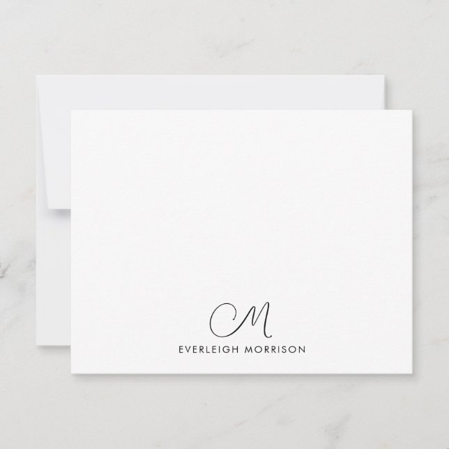 Skriptmonogram Modern Stationery Anteckningskort (Framsida)