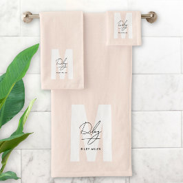 Skriptmonogram Namnteckning Rosa Modern Chic