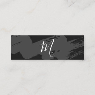 Skriptmonogram/Sleek Grått Brushed Mini Visitkort