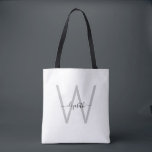 Skriptmonogram White Tote Bag Tygkasse<br><div class="desc">Anpassningsbar Script Monogram Tote Bag. Vitt.</div>