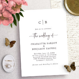 Skriptmonogrambröllop - inbjudan