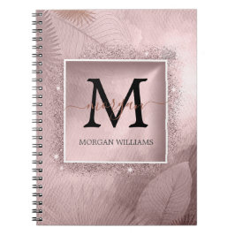 Skriptmonogrammet ro Guld Glitter Anteckningsbok