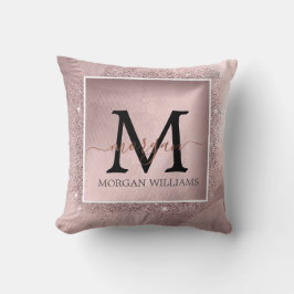 Skriptmonogrammet ro Guld Glitter Kudde