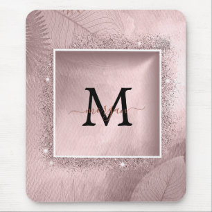 Skriptmonogrammet ro Guld Glitter Musmatta