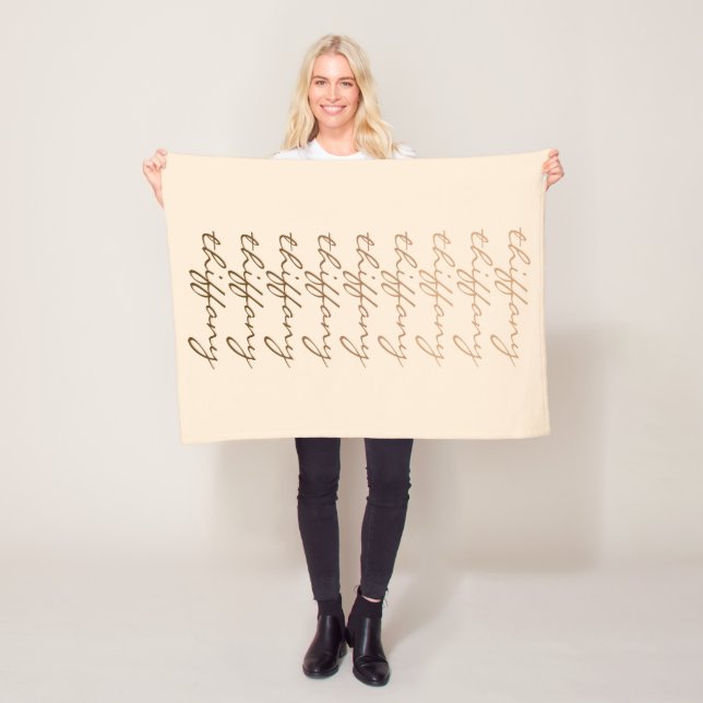 Skriptnamn Beige Gradient Upprepad Namn Fleecefilt (På plats)