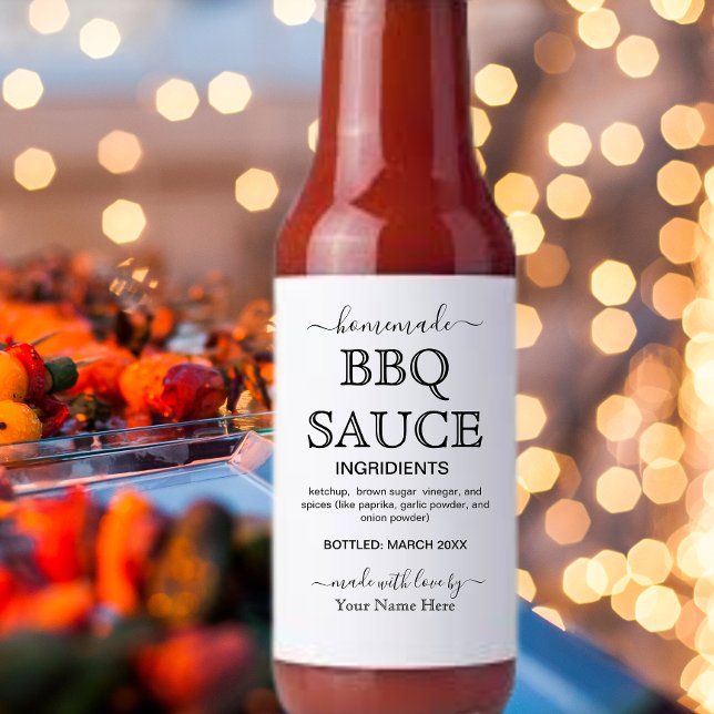 Skriptnamn för Personligen Homemade BBQ SAUCE-etik Vinetikett (Skapare uppladdad)