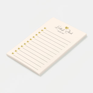 Skriptnamn Guldhjärtmonogram Persika Post-it Block