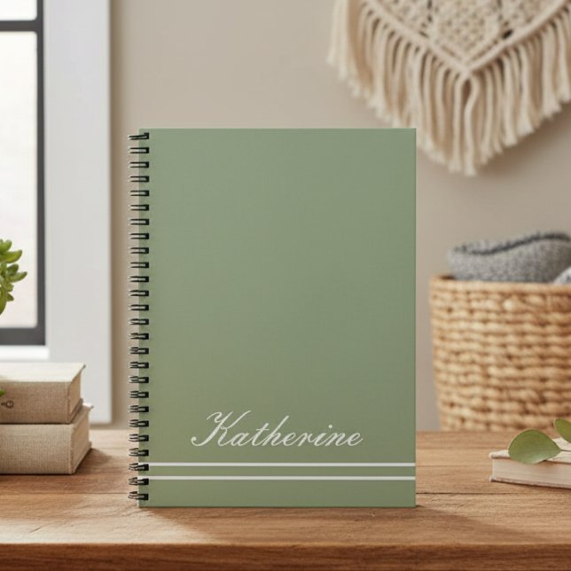 Skriptnamn Minimalistisk Grön Eukalyptus Anteckningsbok (Skapare uppladdad)