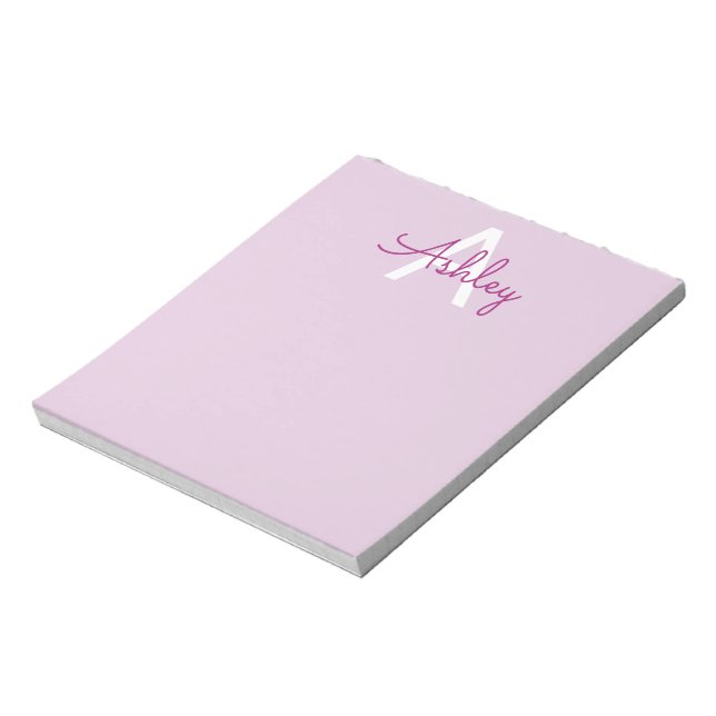 Skriptnamn & Monogram | Magenta & Ljuslila Anteckningsblock (Roterad)